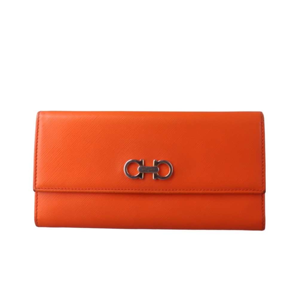 Salvatore Ferragamo orange leather wallet